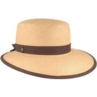 Breiter Strohhut Panama Schute mit Einfass & modischer Schleife UV-Schutz 50+