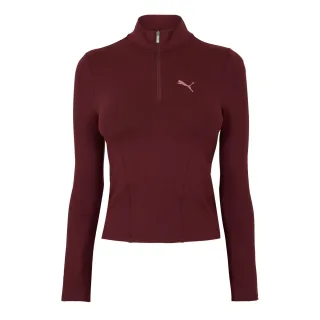 Puma - Fleece-Oberteil für Damen, mit halbem Reißverschluss (Aubergine)