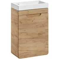 Lomadox Waschbeckenschrank LUTON-56-CRAFT Badezimmerschrank Gäste WC inkl. Waschbecken B/H/T 40/66/22 cm modern