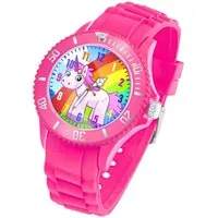 Taffstyle Quarzuhr Kinder Armbanduhr Silikon Einhorn Analog Uhr Bunt, Mädchen Sportuhr Bunte Kinderuhr Lernuhr Regenbogen Silikonuhr