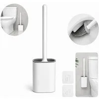 JASLIFE WC-Garnitur Silikon WC-Garnitur mit Halter, wandmontierte WC-Bürste ohne Bohren, Geeignet für WC und Badezimmer, hygienischer Halter mit Abflussöffnungen, leicht zu reinigen