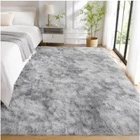 Lochas Hochflor-Teppich Hochflor Teppich Shaggy Tie-Dye Design weich flauschig Wohnzimmer, weich, flauschig, rutschhemmend, waschbar, pflegeleicht