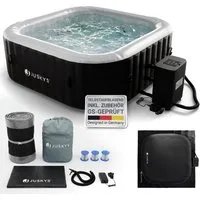 Juskys Whirlpool SpaLuxe, Aufblasbar, (1-tlg), 130 Sprudeldüsen, Inkl. Pumpe und Zubehör, 2400W Heizleistung