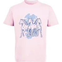 MyDesign24 Print-Shirt bedrucktes Mädchen T-Shirt mit 3 Pferden Kurzarm Baumwollshirt mit Aufdruck i141
