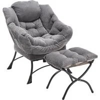 LVHOM Loungesessel Relaxsessel mit Hocker: Verbreitert/Sanftes Design,praktische Ergonomie (Gemütliche, extraweiche Polsterung, rutschfeste Schutzfüße, ergonomische Lehne, Seitentasche (Handy), Hocker als Fußbank/zusätzlicher Sitz, Stahlrahmen bis 18