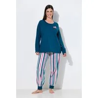 Ulla Popken Pyjama Pyjama Buch/Streifen Rundhalsausschnitt Langarm