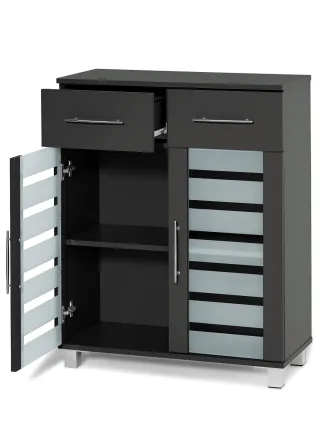 bonprix Badezimmer Schrank, grau, Gr.85x68 cm, Trendig und praktisch: der 2-türige Badezimmer Schrank mit 2 Schubladen