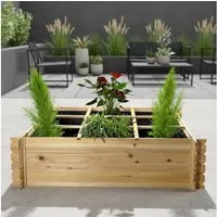 Mucola Hochbeet Garten Hochbeet Blumenkasten 140x140x36 CM Gemüsebeet Pflanzkasten (Stück, 1 St., Hochbeet), Schwarze Innenfolie für bestmöglichen Schutz