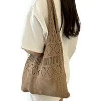 Diwzbyn Schultertasche Häkeltaschen,Sommer Strand Mesh Tragetasche Damen Boho Umhängetasche (Einkaufstasche Lässige Reisetaschen Tasche faltbar Hobo Taschen), für Reisen Einkaufen und Alltag
