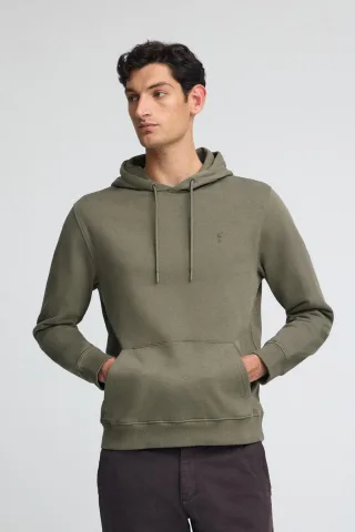Sweatshirt armeegrün im Regular Fit mit Kapuze und Rigby Go-Logo