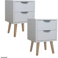 HTI-Living Nachttisch Nachttisch 2 Schubladen 2er-Set Thekla Weiß (Set, 2-St., 2 Nachttische), Beistelltisch Kommode