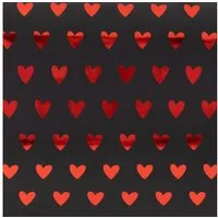Star Geschenkpapier, Geschenkpapier Herzen 70cm x 2m Rolle Schwarz / Rot glänzend