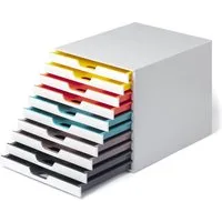 DURABLE Schubladenbox VARICOLOR, Durable 763027 Schubladenbox A4 (Varicolor Mix) 10 Fächer, mit Etikett