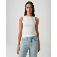OPUS Kurzarmshirt Trägertop aus feinem Rippenjersey Slim Fit weicher Griff, figurbetont, schmale Träger
