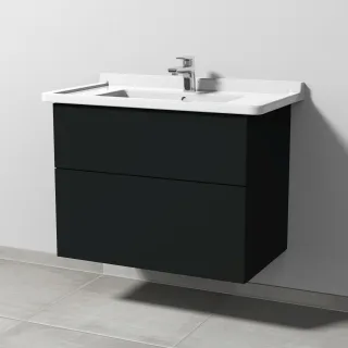 Sanipa 3way Waschtischunterbau zu Duravit Starck 3 Waschtisch mit 2 Auszügen, Vulkan-Matt SP7111V