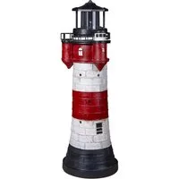 Fachhandel Plus Gartenfigur Leuchtturm Roter Sand LED Solar blinkend Maritime Garten Dekoration, perfekt für den maritimen Look
