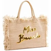 Miss Beach Strandtasche - Badetasche mit Reißverschluss - Canvas Shopper Urlaub Groß 29 Liter, Paillettenprint