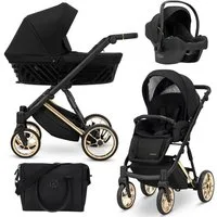 KUNERT Kombi-Kinderwagen Ivento Premium 3in1 Kinderwagen mit Goldrahmen und Zubehör, Leichtes Aluminiumgestell, große Räder für verschiedene Untergründe