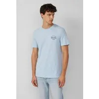 s.Oliver Kurzarmshirt T-Shirt Meliertes T-Shirt mit Rollkante und Frontprint