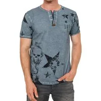 R-NEAL T-Shirt T-Shirt Verwaschen Regular Printed Oil Washed Roundneck S M L XL XXL