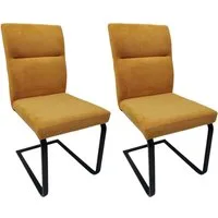YOZI Freischwinger Freischwinger Esszimmer- Polsterstuhl Polyester Metall gelb (Packung, 2 St)