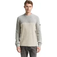 TOM TAILOR Rundhalspullover mit Logo Stickerei