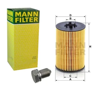 Mann ?lfilter+Febi ?lablassschraube+Dichtring Audi A4 A6 Seat Ateca Skoda Kodiaq VW Golf T6