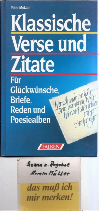 Klassische Verse und Zitate : für Glückwünsche Briefe Reden und Poesialben.