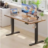 HOMALL Schreibtisch Höhenverstellbarer Schreibtisch mit 2-stufiger Memory-Steuerung (Einteilige Vollplatte mit einer Tragkraft von 80 kg, USB-Ladeanschluss und Weckfunktion)