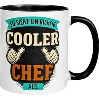 Momentals Tasse Chef – „So sieht ein richtig cooler Chef aus“ – Geschenk Bester Chef, Gratis Versand · Links-&Rechtshänder · Spülmaschinenfest