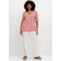 Sheego T-Shirt T-Shirt Kurzarm mit Alloverprint und Cut-out vorn