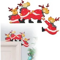 Coonoor Weihnachtsmann Weihnachtsdekorationen Home Decor Holz Rahmen Ecke Dekoration, für Wände Türen und Fenster Weihnachtsecktürrahmen Deko