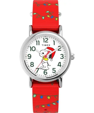 Timex Peanuts Weekender Rot Unisex Armbanduhr TW2Y39500