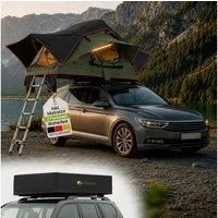 Juskys Dachzelt Lago, Wasserdicht, Teleskopleiter, 2 Personen Zelt, LED Beleuchtung