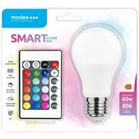 Modee Smart Lighting LED-Leuchtmittel E27 9,4W RGB+W LED Leuchtmittel Leuchte A60 Dimmbar mit Fernbedienung, E27-Fassung, 9,4W, RGB-W 806 lumen