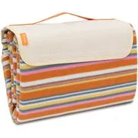 Picknickdecke Picknick Fleecedecke 150 x 135 cm mit wasserfester PEVA Unterseite, BRUBAKER, Große Stranddecke bunt für Wandern, See, Strand