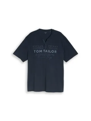 Tom Tailor - Plus Size - Henley T-Shirt im Used-Look sky captain blue - Gr. - 4XL