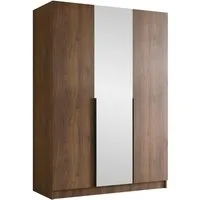 MIRJAN24 Kleiderschrank Calia II (mit drei Drehtüren) Kleiderstange, Metallgriffe, Frontspiegel