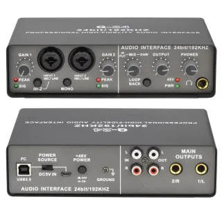 Teyun Q24 24Bit 192KHz Soundcard Loopback Audio Interface Stereo Direct Monitor External Usb Sound Card for Guitar Studi