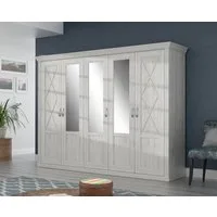 FORTE Kleiderschrank Kashmir, Landhausstil, inklusive edlem Passepartout-Rahmen (Maße (B/T/H): 268,5/63/206cm) mit Spiegel und dekorative Fräsungen und Elementen, Made in Europe