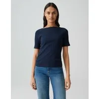 OPUS Kurzarmshirt Weiches Rippshirt aus Baumwoll Mix Slim Fit