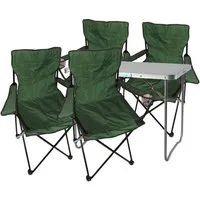 Mojawo Essgruppe 5-teiliges Campingmöbel Set Grün XL Tisch 80x60x68cm + Campingstühle