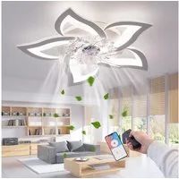 RRBEST Deckenventilator LED-Deckenventilator mit Beleuchtung, 5-flammiges Design, dimmbarer, leiser Deckenventilator mit Fernbedienung und App-Steuerung