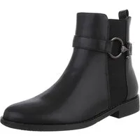 Ital-Design Elegante Damen-Stiefelette mit Schnalle und elastischen Einsätzen Stiefelette (90169403) Blockabsatz Chelsea Boots in Schwarz