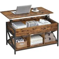 VASAGLE Couchtisch, höhenverstellbarer Wohnzimmertisch, 50 x 100 x (46,5-62) cm, Stauraum