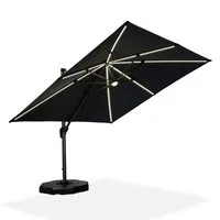 PURPLE LEAF Sonnenschirm Quadratischer Alu Groß Ampelschirm mit LED Licht, LxB: 300,00x300,00 cm, 360°Rotation, Sonnenschutz UV50+, für Garten, Pool, Patio
