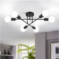 Jibenhome LED Deckenleuchte Schwarz Kronleuchter-Hängend Deckenlampe 6/8 Flammig E27, 6 Flammig, LED fest integriert, Retro Deckenstrahler, ohne Leuchtmittel