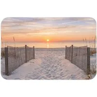 OnlyWow Badematte Sonnenuntergang - Strand - Sand, Höhe 10 mm, Polyester, Rechteckig, Badezimmerteppich, Badteppich, Rutschfest, Badvorleger, Waschbar