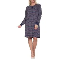 Normann Nachthemd Damen Nachthemd langarm mit Bündchen + Ethnolook - auch in Übergrößen