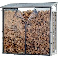 Quick Star Kaminholzregal Wetterschutz Einzeln Front / Rückwand für Kaminholzregal, Transparent, BxTxH:126x1x167 cm, Mit 22 Ösen, Spanngummis und Reißverschluss